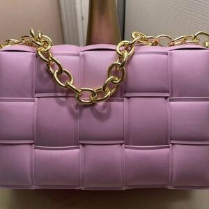Elegant Pink Woven Chain Bag